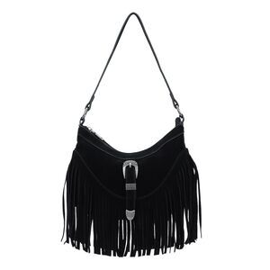 3783 Fringe Hobo Purse Tassel Shoulder Bag Vintage Suede Handbag Hippie